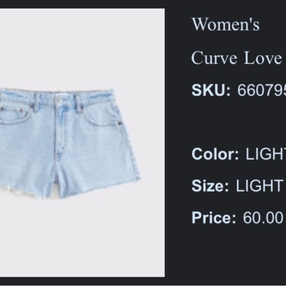 Abercrombie & Fitch Light Blue Denim Cutoff Shorts